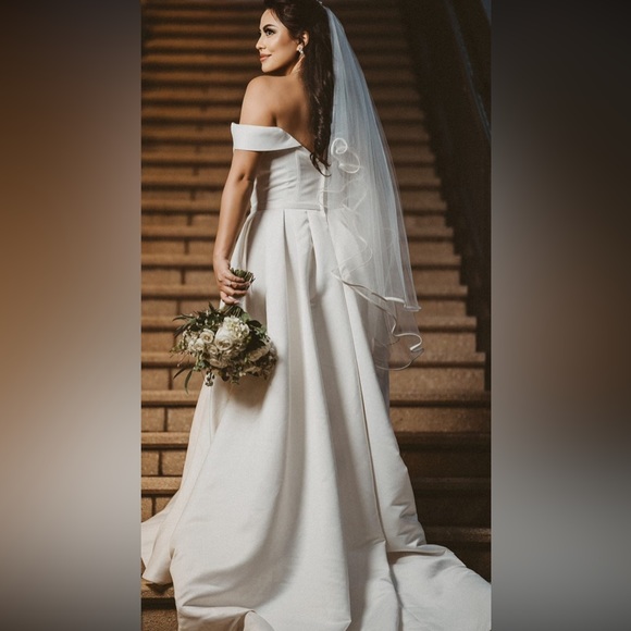 off shoulder satin gown wedding dress STYLE#
WG3979 - Picture 2 of 5